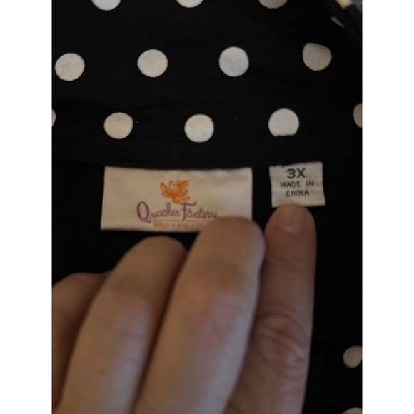 Vtg. Quacker Factory Polka Dot Jacket 3X Black Funnel Neck Snap Front Stretch - Picture 3 of 9